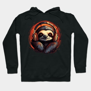 Slothy Vibes Cute Sloth with Headphones Hoodie